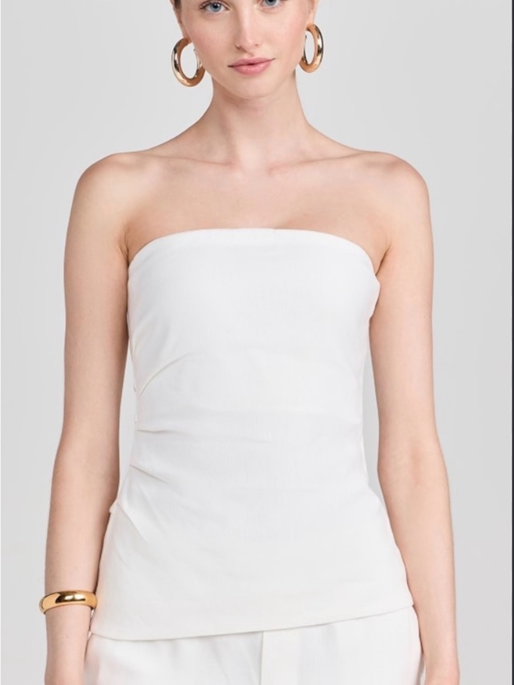 ZARA white bustier draped strapless top  size M minimalist